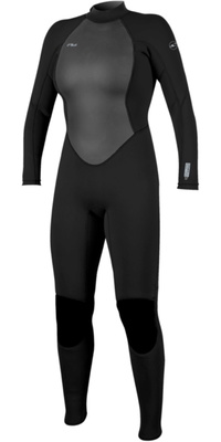 2026 ONeill Dames Reactor-2 3/2mm Rug Ritssluiting Wetsuit 5042B - Black / Black