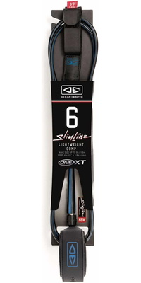 2026 Ocean and Earth Slim Line One-Xt Light Weight Comp 6FT Surfboard Leash LSC60XT-BLU - Black / Blue