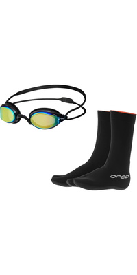 2026 Orca Killa Hydro Mirror-duikbril & Hydro Swim-neopreenlaarsjes NA3400MA46 - Black
