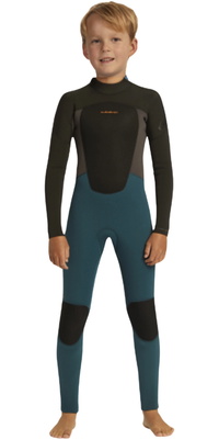 2026 Quiksilver Junior Prologue 4/3mm Rug Ritssluiting Wetsuit EQKW103014 - Midnight Turquoise