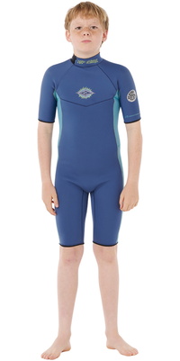 2026 Rip Curl Junior Dawn Patrol 2mm Rug Ritssluiting Shorty Wetsuit 11FBSP - Light Navy