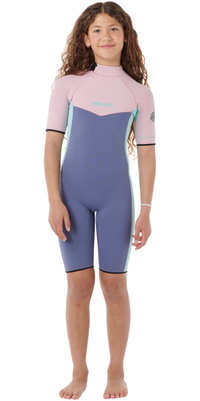 2026 Rip Curl Junior Dawn Patrol 2mm Rug Ritssluiting Shorty Wetsuit 11FBSP - Pink