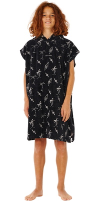 2026 Rip Curl Junior Gemengde Badjas Met Capuchon Poncho Handdoek 008BTO - Black