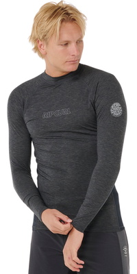 2026 Rip Curl Heren Dawn Patrol UPF Performance Lycra Vest Met Lange Mouwen 16BMRV - Black Marle