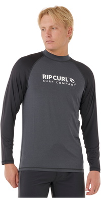 2026 Rip Curl Heren Shock UPF Long Sleeve Lycra Vest 16GMRV - Black Marle