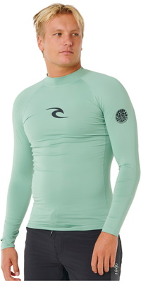 2026 Rip Curl Heren Waves UPF Performance Lycra-vest Met Lange Mouwen 16FMRV - Aloe