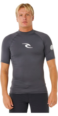 2026 Rip Curl Mens Waves UPF Performance Short Sleeve Rash Vest 16MMRV - Charcoal Grey