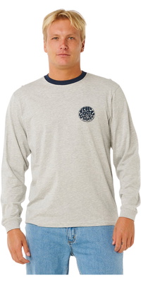 2026 Rip Curl Heren Wetsuit Icon Long Sleeve Tee 104MTE - Grey Marle
