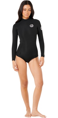 2026 Rip Curl Dames G-Bomb 1mm Lange Mouwen Rug Ritssluiting Lentepak Wetsuit 13IWSP - Black