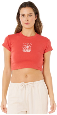 2026 Rip Curl Womens Pacific Coast Baby Tee 0MKWTE - Deep Red