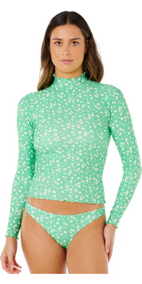 2026 Rip Curl Dames Surf Side UPF Lycra Vest Met Lange Mouwen 19ZWRV - Light Green