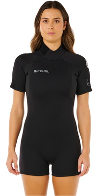 2026 Rip Curl Dames Trad 2mm Rug Ritssluiting Shorty Wetsuit 14LWSP - Black