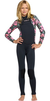 2026 Roxy Junior Swell Natural 4/3mm Borst Ritssluiting Wetsuit 26RW213501 - Electric Pink
