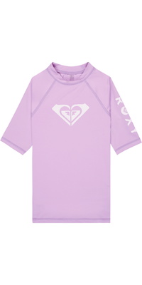 2026 Roxy Junior Whole Hearted Short Sleeve Rash Vest ERGWR03491 - Crocus Petal