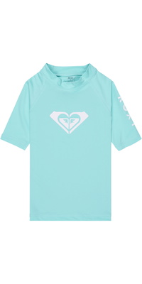 2026 Roxy Girls Whole Hearted Short Sleeve Rash Vest ERLWR03363 - Aqua Splash