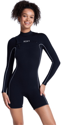 2026 Roxy Dames Elite Xtra Stretch 2mm Lange Mouwen Borst Ritssluiting Lente Wetsuit 26BW243501 - Black