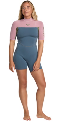 2026 Roxy Dames Prologue+ 2mm Rug Ritssluiting Shorty Wetsuit 26BW253502 - Ash
