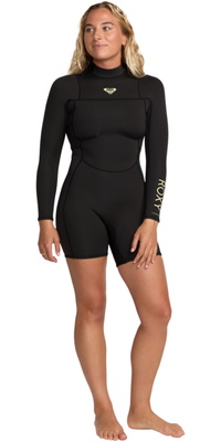 2026 Roxy Dames Prologue+ 2/2mm Lange Mouwen Rug Ritssluiting Lentepak Wetsuit 26BW243505 - Black