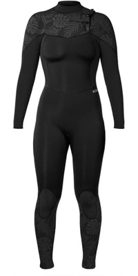 2026 Xcel Dames Comp 4/3mm Borst Ritssluiting Wetsuit WN43ZXC4P - Black / Palm Print