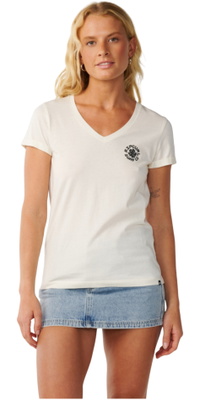 2026 Rip Curl Dames Feestgolf V-hals T-shirt 0Q5WTE - Off White