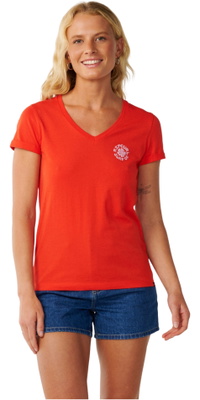 2026 Rip Curl Dames Feestgolf V-hals T-shirt 0Q5WTE - Red