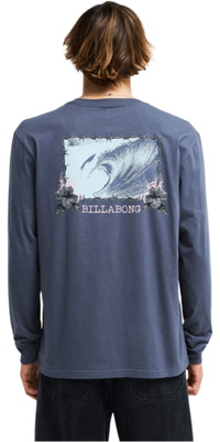 2026 Billabong Heren Retro Poster Lange Mouw T-Shirt EBYZT00615 - Ombre Blue