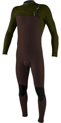 2025 ONeill Heren Hyperfreak 5/4+mm Borst Ritssluiting Wetsuit 5345 - Arabica / Ranger