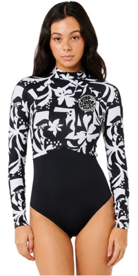 2026 Rip Curl Womens G-Bomb 1.5mm Long Sleeve Back Zip Spring Wetsuit 13ZWSP - Black / White