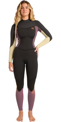 2026 Billabong Dames Synergy 3/2mm Flatlock Rug Ritssluiting Wetsuit 24BW211601 - Grey Violet