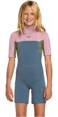 2026 Roxy Junior Prologue+ 2/2mm Rug Ritssluiting Shorty Wetsuit 26RW253501 - Ash
