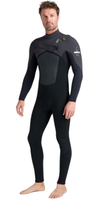 2026 C-Skins Mens Nuwave Rewired 4/3mm Chest Zip Wetsuit CRW43MC - Meteor / Black / Lime