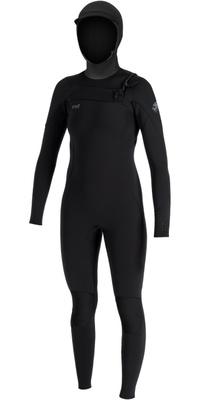 2026 O'Neill Dames Epic 6/4mm Borst Ritssluiting Met Capuchon Wetsuit 5653 - Black