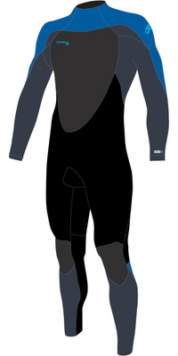 2026 O'Neill Junior Epic 5/4mm Rug Ritssluiting Wetsuit 4219B - Black / Slate / Baliblu