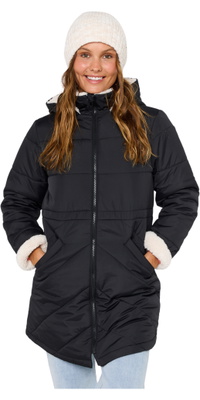 2026 Rip Curl Dames Anti-Reeks Anoeta Lange Lijn Jas 03PWJA - Washed Black