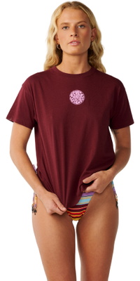 2026 Rip Curl Dames Icoon Van Surf Ontspannen T-Shirt 0RVWTE - Dark Plum