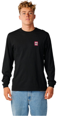 2026 Rip Curl Heren Stroomlijn Badge Lange Mouw T-Shirt 13UMTE - Black