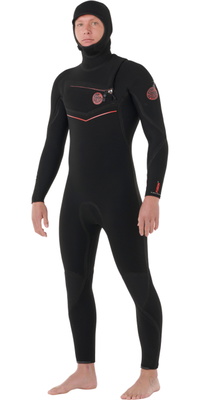 2026 Rip Curl Heren F-Bomb Fusion 4/3mm Borst Ritssluiting Met Capuchon Wetsuit 174MFS - Black