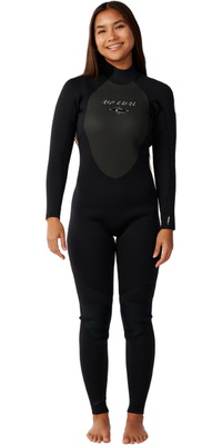 2026 Rip Curl Dames Omega 4/3mm Rug Ritssluiting Wetsuit 17CWFS - Black