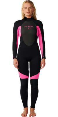 2026 Rip Curl Dames Omega 5/4mm Rug Ritssluiting Wetsuit 17RWFS - Black / Pink