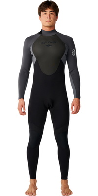 2026 Rip Curl Heren Omega 4/3mm Rug Ritssluiting Wetsuit 188MFS - Grey