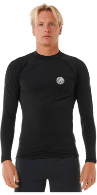 2026 Rip Curl Heren Iconen UPF Borstelde Lange Mouw Lycra Vest 196MRV - Black