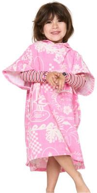 2026 Rip Curl Junior Gemengde Snap Katoen Hooded Handdoek 00AJTO - Natuurlijk / Pink