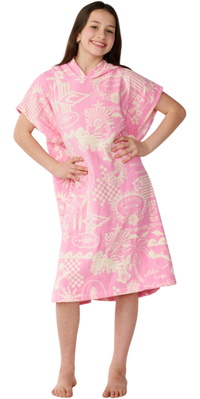 2026 Rip Curl Junior Gemengd Hooded Handdoek 00GGTO - Natuurlijk / Pink