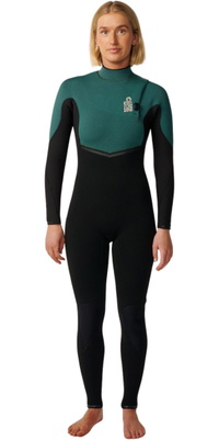 2026 Rip Curl Dames E-Bomb 4/3mm Ritssluiting-vrij Wetsuit 16LWFS - Dark Green