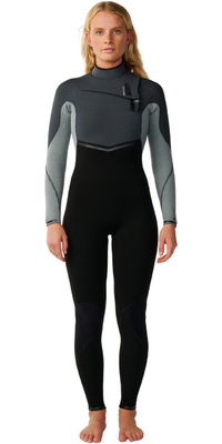 2026 Rip Curl Dames E-Bomb 4/3mm Borst Ritssluiting Wetsuit 16NWFS - Grey