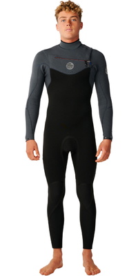 2026 Rip Curl Mens Flashbomb 4/3mm Chest Zip Wetsuit 17CMFS - Charcoal Grey
