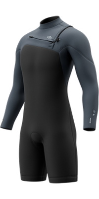 2026 Mystic Heren Motion 3/2mm Borst Ritssluiting Lange Mouwen Shorty Wetsuit 35000.270013 - Tidal Blue