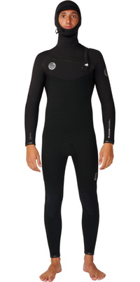 2027 Rip Curl Heren Elasto 5/4mm Borst Ritssluiting Met Capuchon Wetsuit 18UMFS - Black