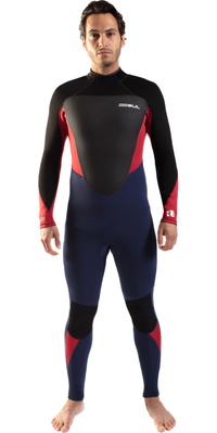 2025 Gul Heren Response 4/3mm Gbs Rug Ritssluiting Wetsuit RE1246-C1 - Navy / Red