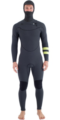 2025 Hurley Heren Plus 5/3mm Met Capuchon Borst Ritssluiting Wetsuit MFS0012543 - Black / Lemon